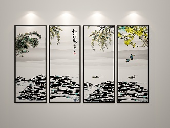 New Chinese Landscape Painting Decorative Painting 3d model