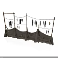 Traditional Fish Drying Rack With Wooden Poles Hanging Fish And Canvas Covers