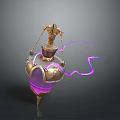Enchanting Mystical Magic Bottle With Golden Decorations And Purple Light Effects
