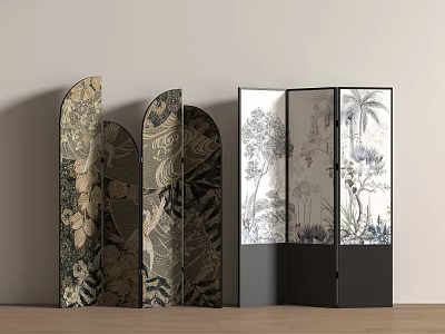 French Screen Folding Screen 3d model