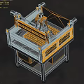 Stainless Steel Industrial Equipment With Frame Structure Support Platform And Mechanical Components 3d model