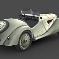 Vintage Cream Colored Convertible Car With Round Headlights And Striped Accents
