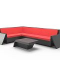 Modern Red Sofa And Black Coffee Table Set With Sleek Geometric Design 3d model