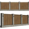 Wooden Building Exterior Wall With Stone Columns And Picket Fence Lighting