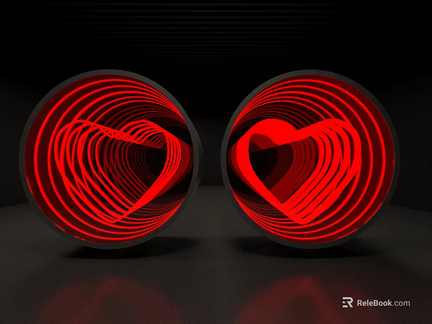 Circular Decorative Ornament Set With Red Spiral Heart Design For Home Decor 3d model 