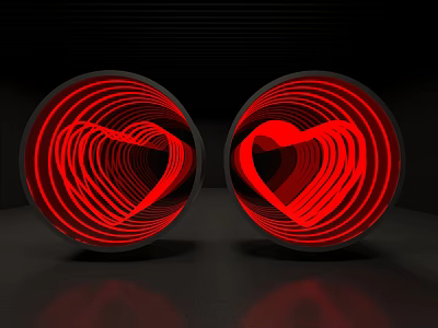 Circular Decorative Ornament Set With Red Spiral Heart Design For Home Decor 3d model