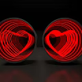 Circular Decorative Ornament Set With Red Spiral Heart Design For Home Decor