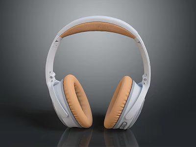 Wireless Headphones With Comfortable Beige Ear Cushions And Modern White Design 3d model