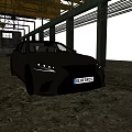 Lexus Sedan Parked In Industrial Warehouse With Brick Walls And Metal Ceilings