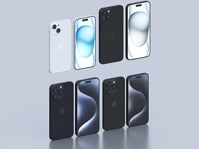 Latest iPhone Models In Various Colors With Modern Camera Design And Sleek Displays 3d model