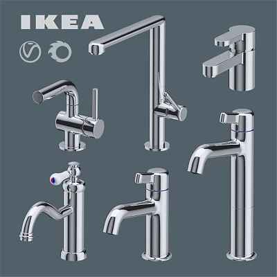 Different Styles Of Modern Stainless Steel Faucets For Kitchen And Bathroom Use 3d model