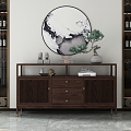 Chinese-style Sideboard Solid Wood Side Cabinet 3d model