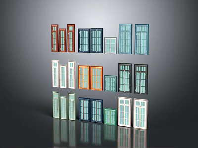 Colorful Window Collection With Diverse Styles And Frame Designs For Home Improvement 3d model