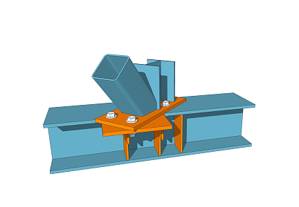 modern member steel structure connecting member 3d model