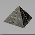Decorative Pyramid Structure With Transparent Crystal Panels Golden Edge Lines And Reflective Surface 3d model