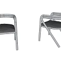 Two Modern Leisure Chairs With Chrome Frame And Fabric Seats For Living Room Decor