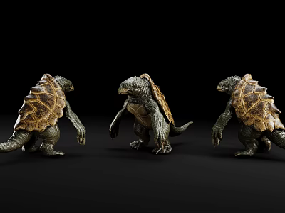Game Movie Character Three Standing Turtle Like Creatures With Shells 3d model