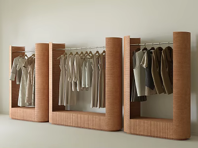 Modern Clothing Store with Stylish Clothing Racks Hanging Neutral Tones Apparel in Minimalist 3d model