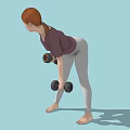 Woman Squatting With Dumbbells Against Black White Green Checkered Wall And Red Brick Floor