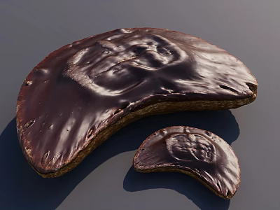 Chocolate Covered Half Moon Cookies With Shiny Coating In Two Sizes 3d model