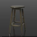 Wooden Bar Stool With Round Seat And Simple Structure For Kitchen Use