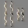 Modern Spiral Design Wall Lamps with Gold and Black Finish Illuminated in Gray Background