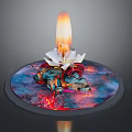 Decorative Scene Composition With Burning Flame White Lily And Colorful Circular Base 3d model