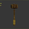 Traditional Wooden Weapon With Carved Handle Wrapped Grip And Round Head