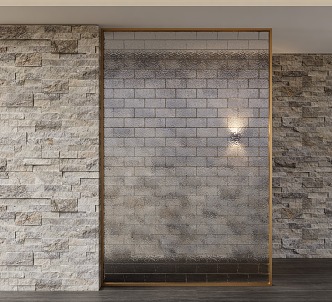 Modern glass brick partition 3d model