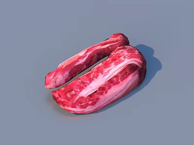 High Quality Fresh Red Raw Beef Ribs Slices on Gray Background 3d model