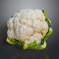 Fresh Whole White Cauliflower With Green Leaves Healthy Vegetable On Dark Background