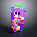 Purple Cartoon Bear Character Hugging Smiling Yellow Creature With Green Leaf on Head