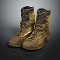 Durable Camouflage Military Boots With Thick Soles Dark Laces And Practical Design