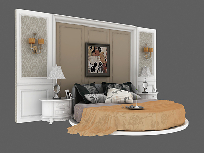 Jane Europe round bed 3d model