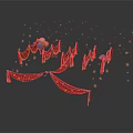 Red Drapes Festive Decor Arrangement With Star Ornaments And Blue Spheres