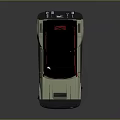 Light Green Small Car With Red Roof And Red Rims In Vintage Cartoon Design