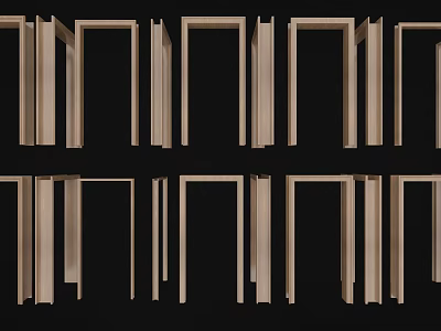 Multiple Wooden Door Arches Neatly Arranged For Interior Design On Black Background 3d model