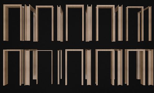 New Chinese style door frame door cover 3d model