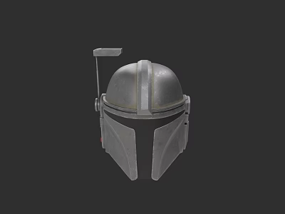 Mandalorian Style Metallic Hat With Face Mask And Top Device Design 3d model