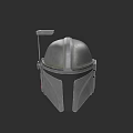 Mandalorian Style Metallic Hat With Face Mask And Top Device Design