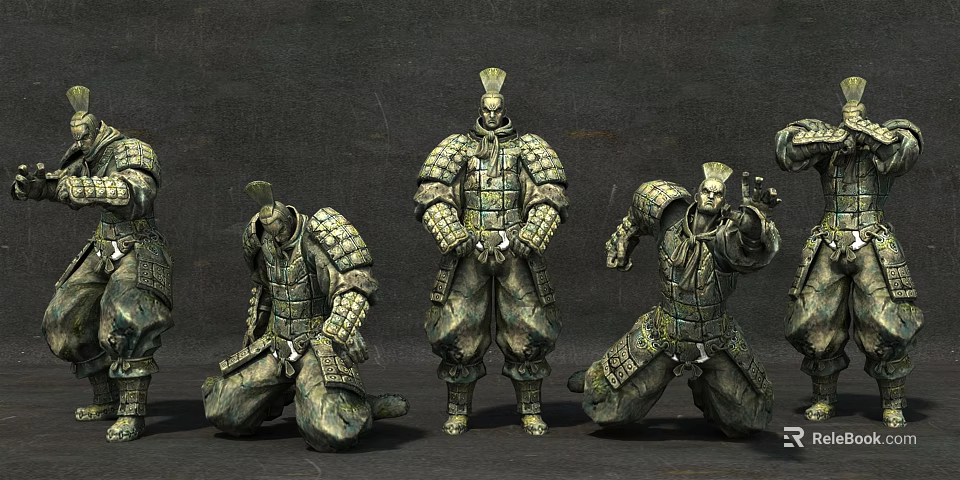 Game Movie Characters Ancient Soldier Warriors With Detailed Armor In Different Poses 3d model 