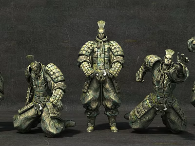 Game Movie Characters Ancient Soldier Warriors With Detailed Armor In Different Poses 3d model