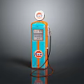 Vintage Shell Gas Pump With Orange Blue Design And Super Fuel Nozzle