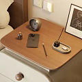 Bedside Table With Two Drawers Brown Top Alarm Clock Mobile Phone And Photo Frame