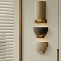 Minimalist Wall Mounted Sconces in Three Textured Stone Designs with Neutral Hues 3d model