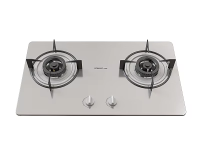 Stainless Steel Double Burner Gas Stove Kitchen Appliance With Control Knobs 3d model