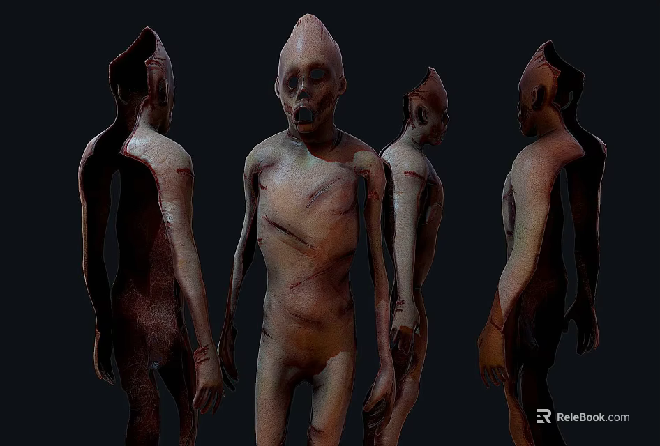 Game and Movie Alien Character With Multiple Angles View And Textured Skin 3d model 