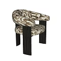 Stylish Modern Leisure Chair With Patterned Fabric Upholstery And Wooden Legs Design
