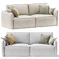 Modern Light Beige and Gray Sofa with Decorative Pillows and Comfortable Design 3d model