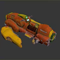 Futuristic Red And Yellow Vehicle Model With Cockpit And Seats Design